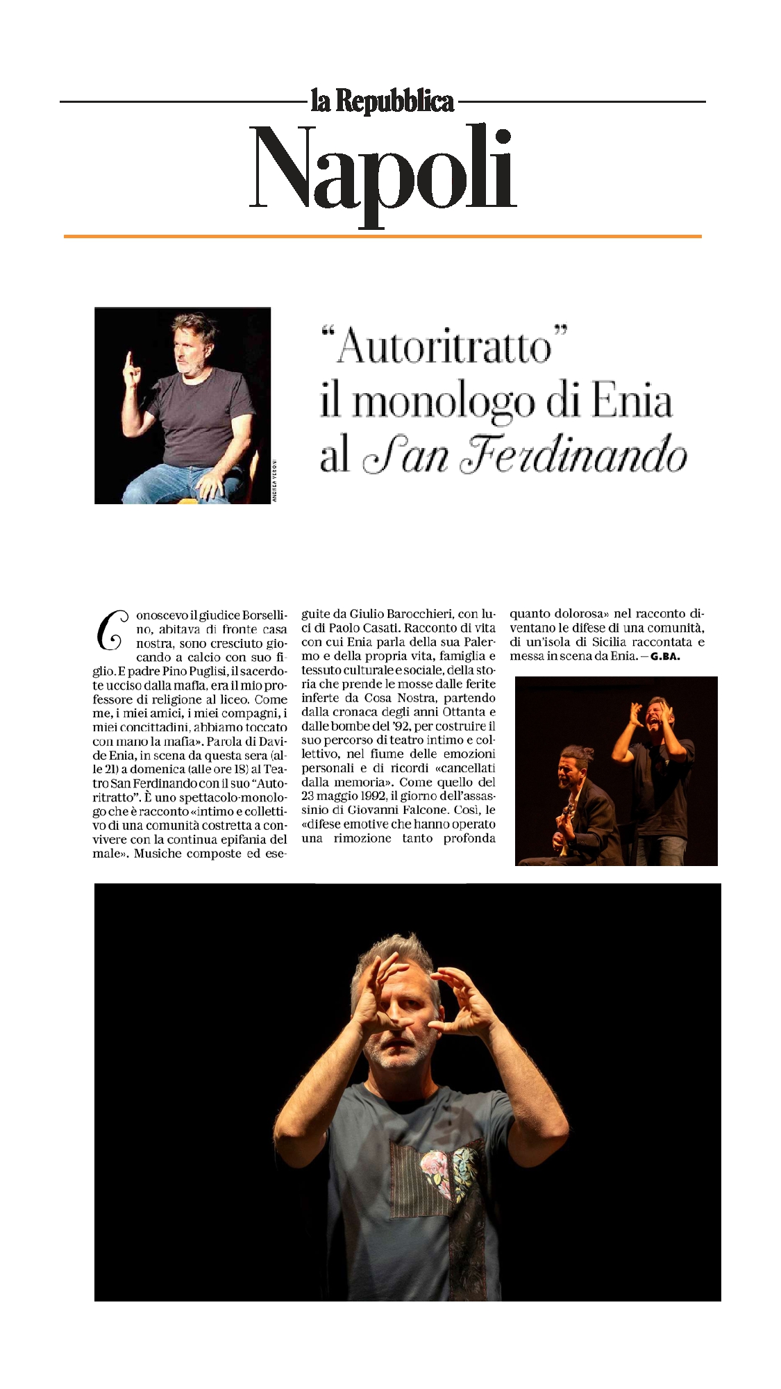 Rassegna stampa – Autoritratto – La Repubblica Napoli