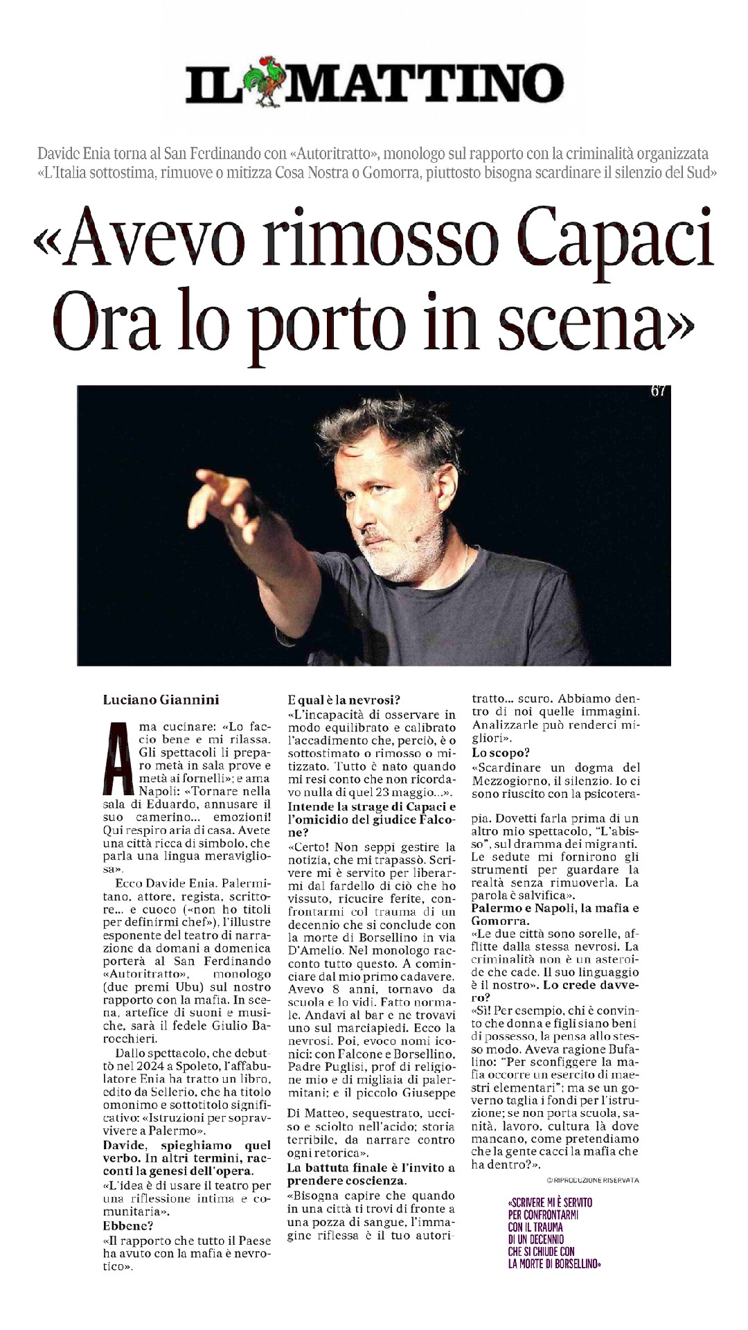 Rassegna stampa – Autoritratto – il mattino