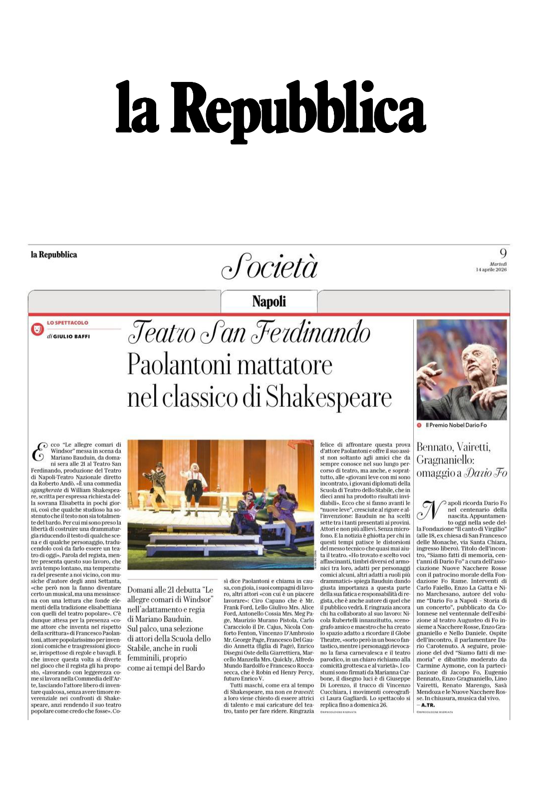 rassegna stampa comari – la repubblica